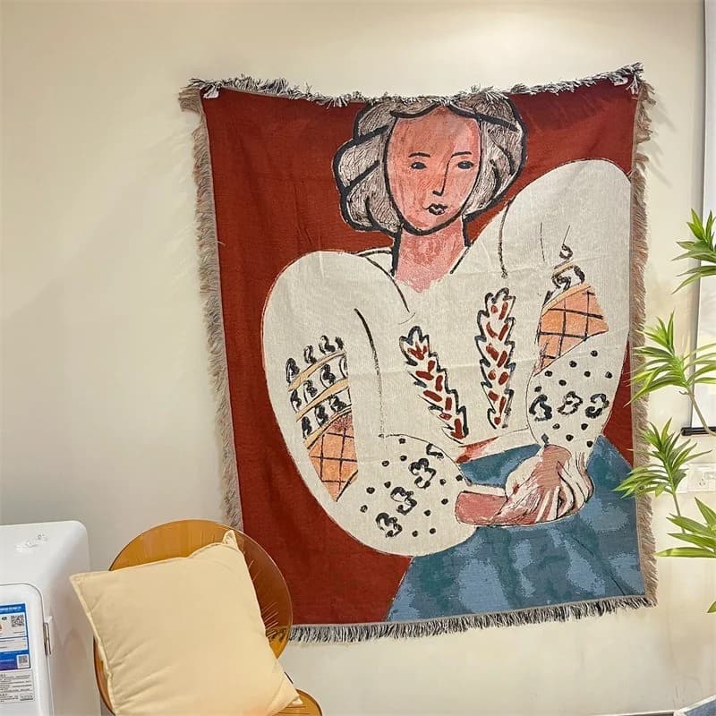 Tapisserie murale style Matisse en mélange de coton pour canapé