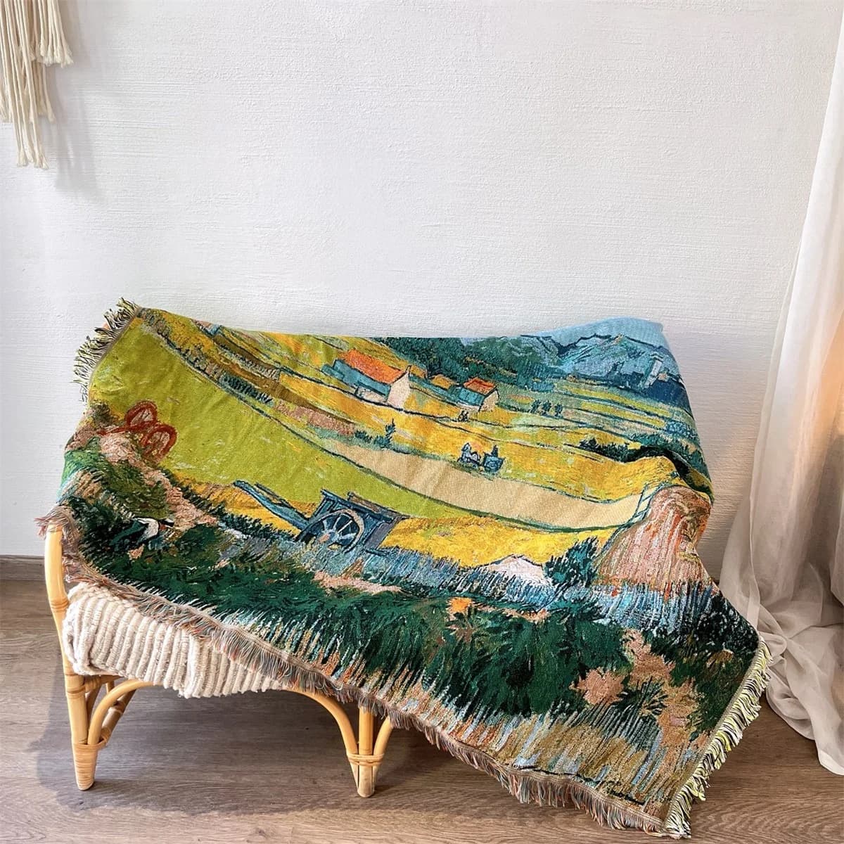 Plaid en tricot imprimé Van Gogh pour canapé
