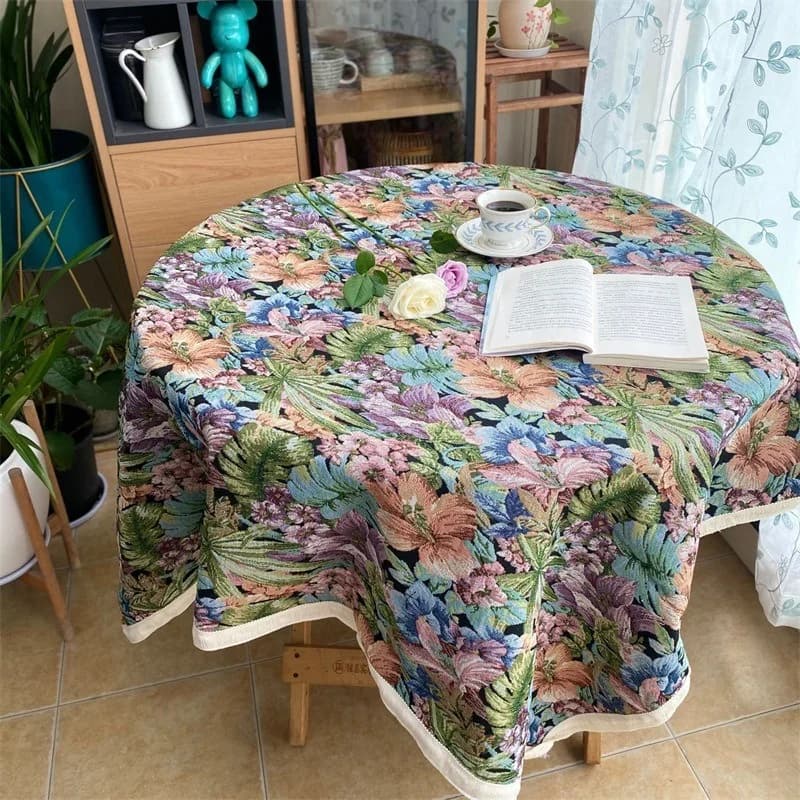 Nappe et Chemin de Table Style Européen Vert à Franges