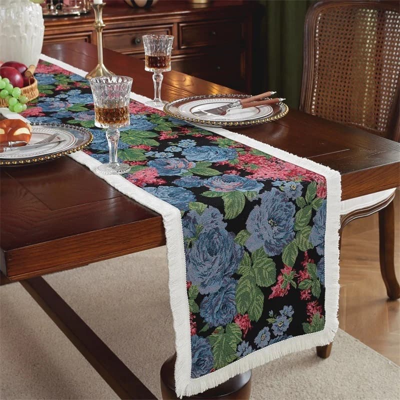 Chemin de Table Style Nordique Imprimé Floral Décoration Intérieure