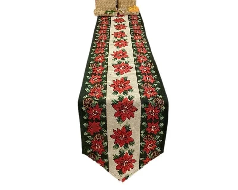 Chemin de Table de Noël avec Franges, Style Nordique Mélange Polyester Coton
