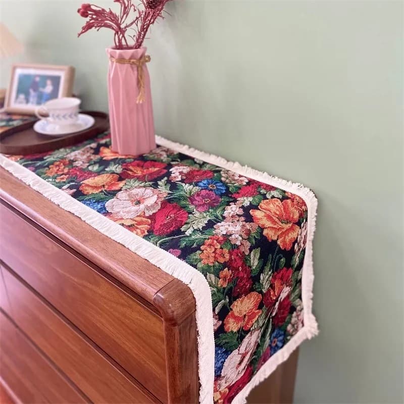 Chemin de table style campagnard américain noir pour meuble