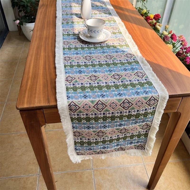 Chemin de table bohème en mélange de coton