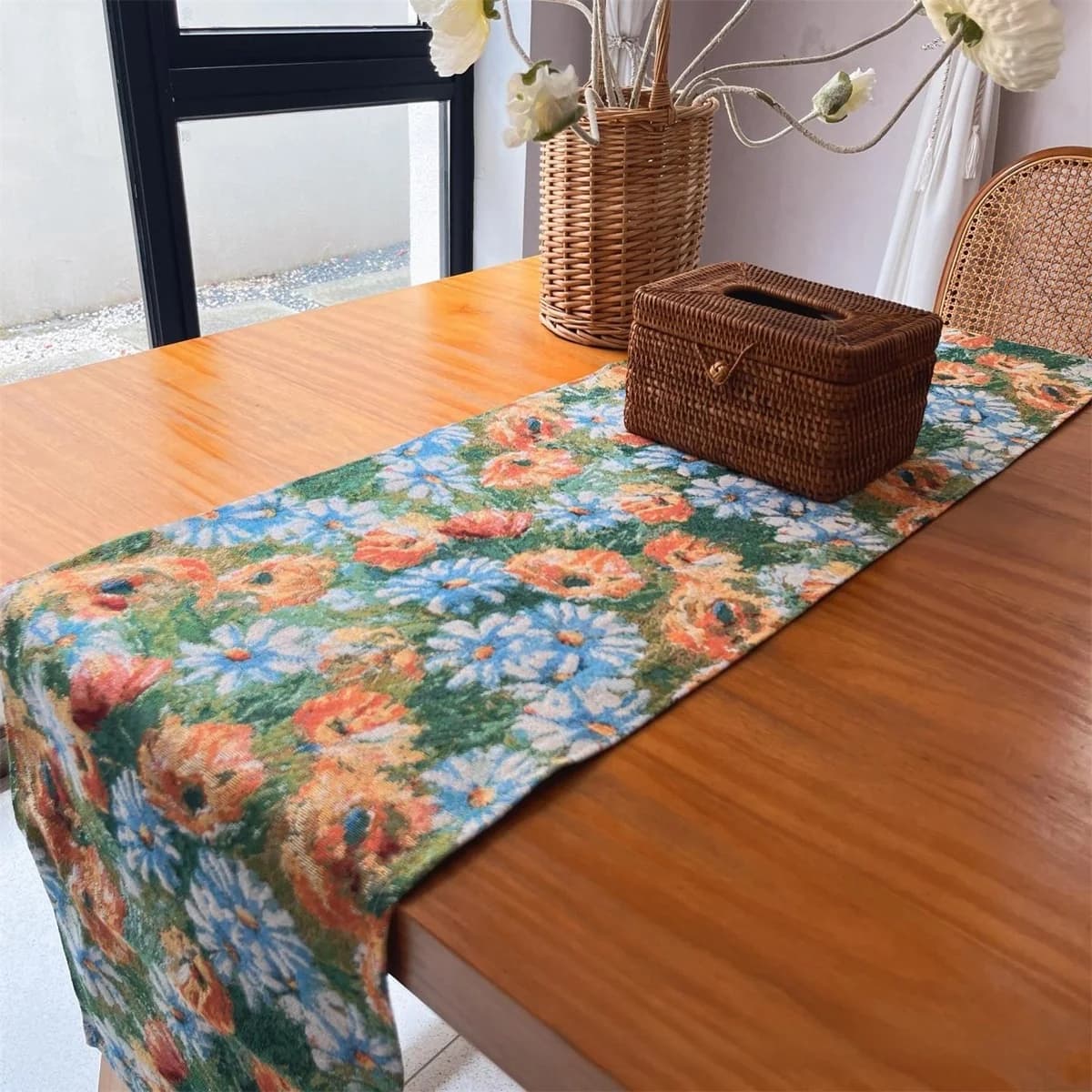 Chemin de Table et Set de Table Jardin Monet, Tissu Mélange Coton
