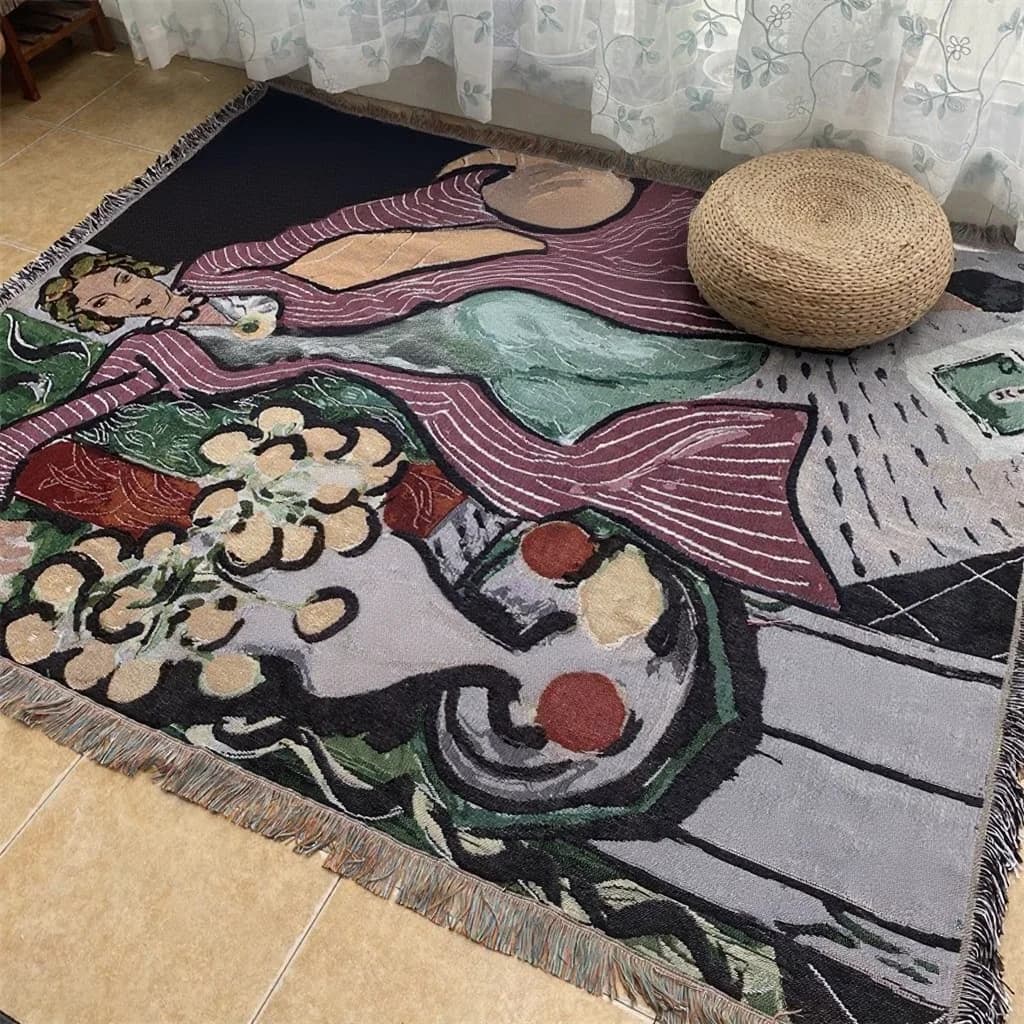 Plaid tapisserie artistique style Matisse pour canapé et décoration murale
