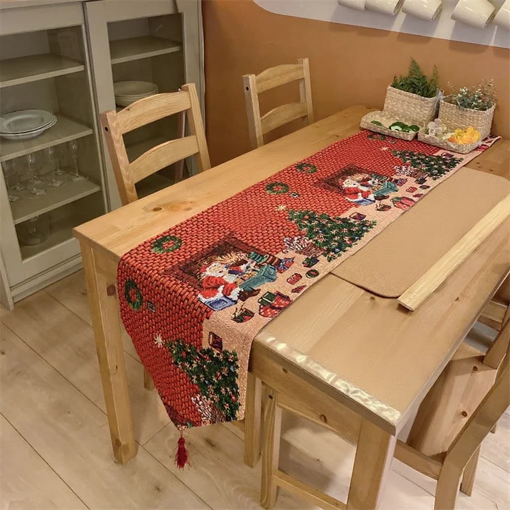 Chemin de table de Noël en mélange de coton