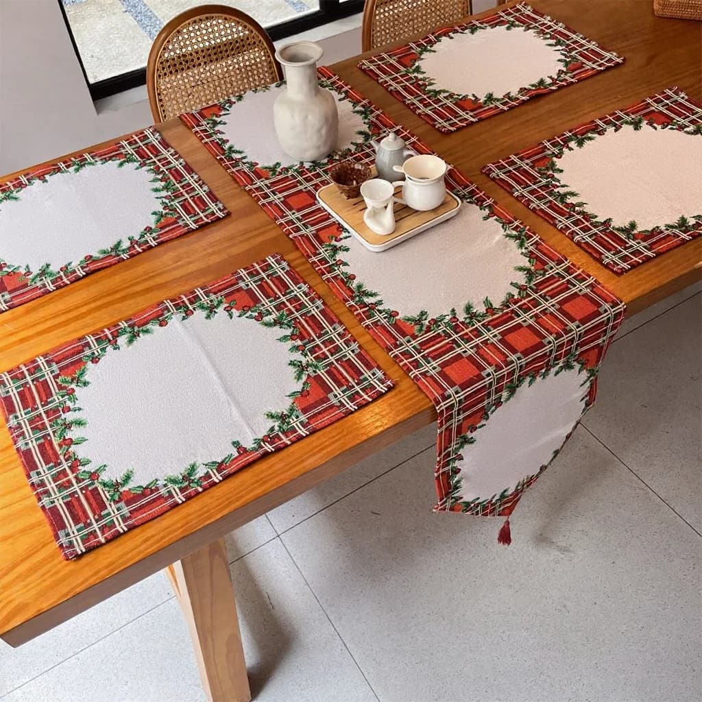 Ensemble chemin de table et sets de table Noël style nordique