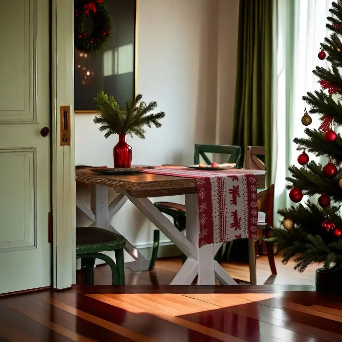 Chemin de table Noël Élan style nordique