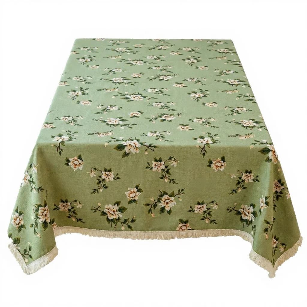 Décoration chemin de table et nappe jacquard floral rustique