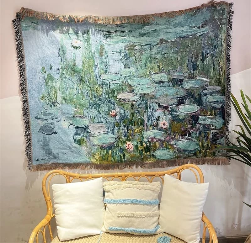 Plaid imprimé art vintage pour décoration de canapé, 130x160cm