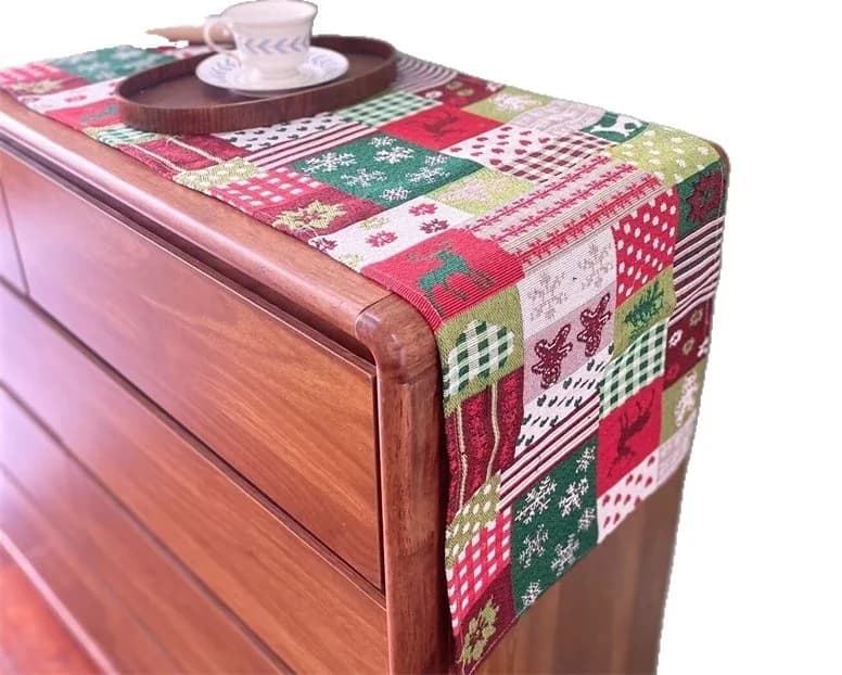 Chemin de Table de Noël en Coton et Lin Décoration Festive pour Salle à Manger