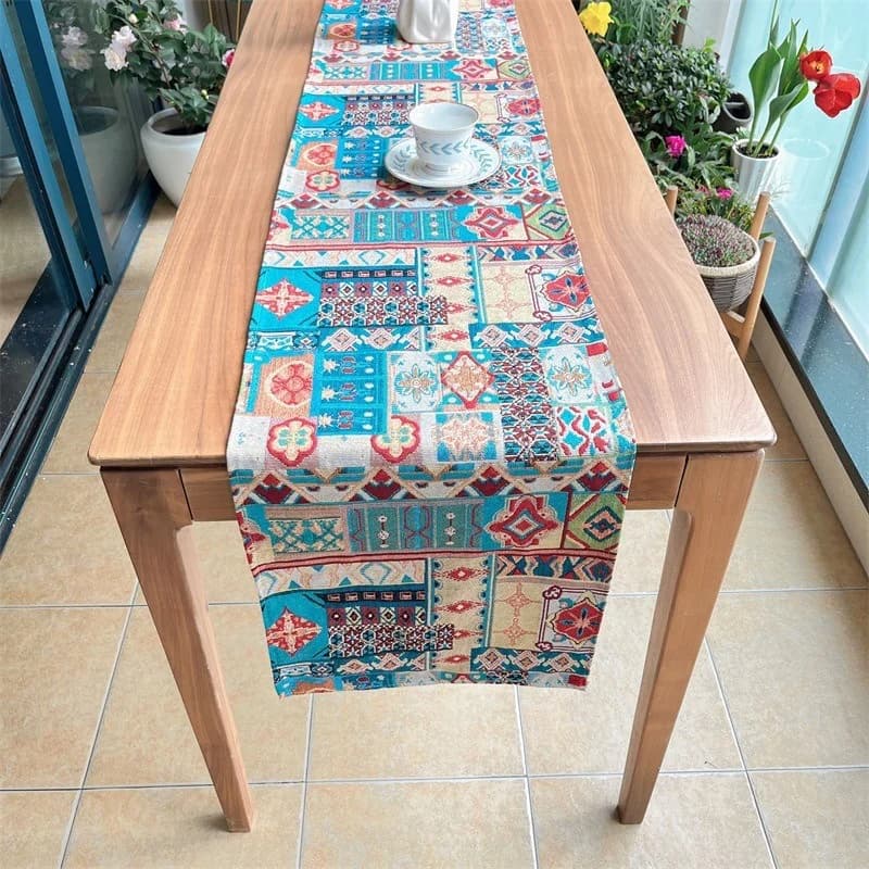 Chemin de table bohème rétro tissu décoratif floral