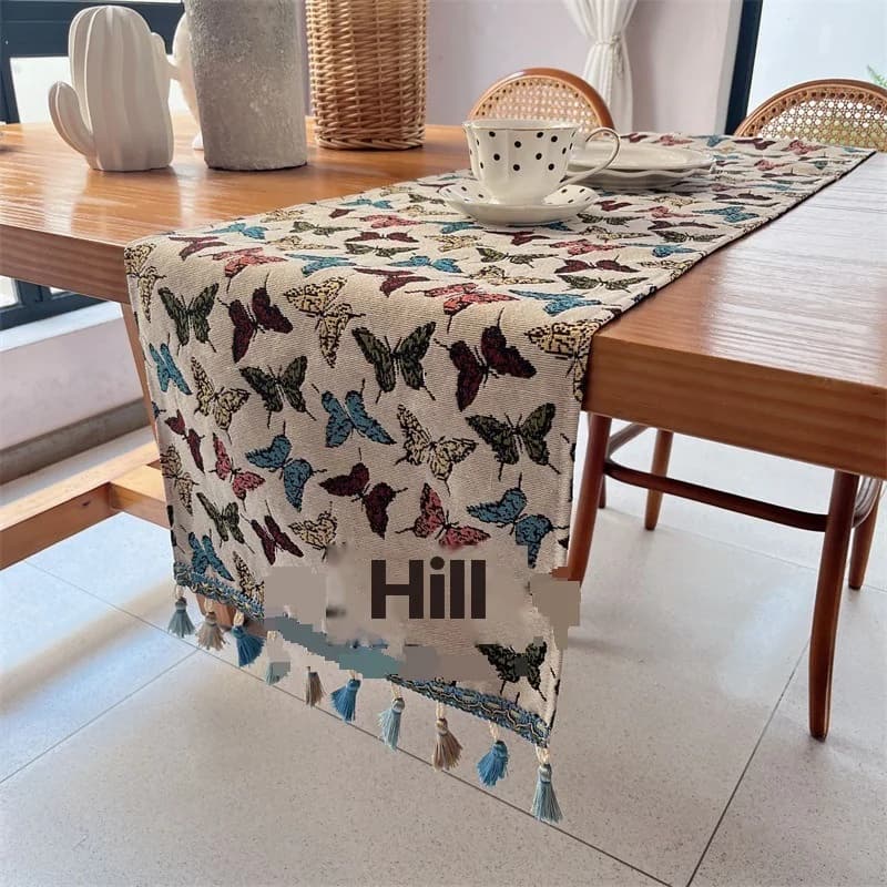 Chemin de table style américain avec franges pour salle à manger et décoration intérieure