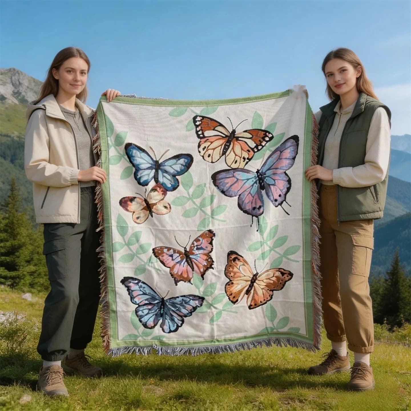 Plaid en coton avec franges pour canapé et lit, 130x160 cm