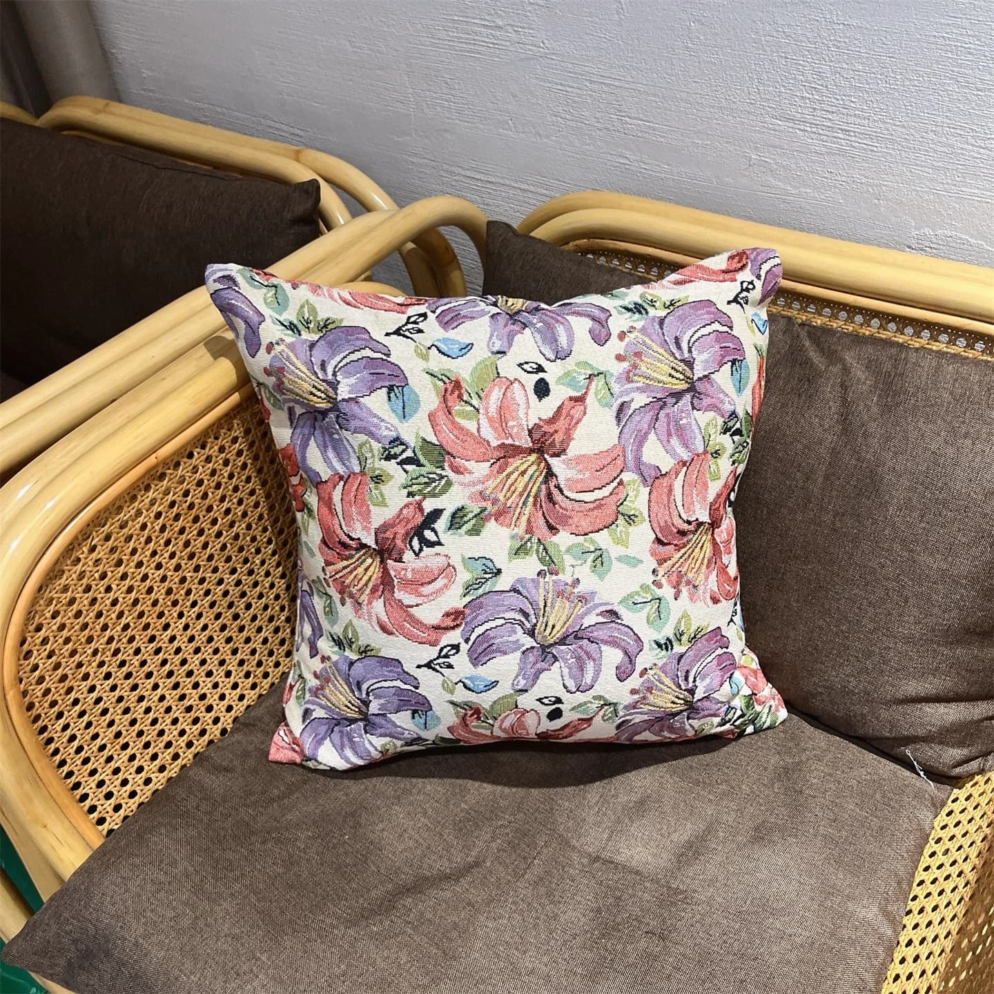 Housse de coussin jacquard style campagne américaine pour canapé