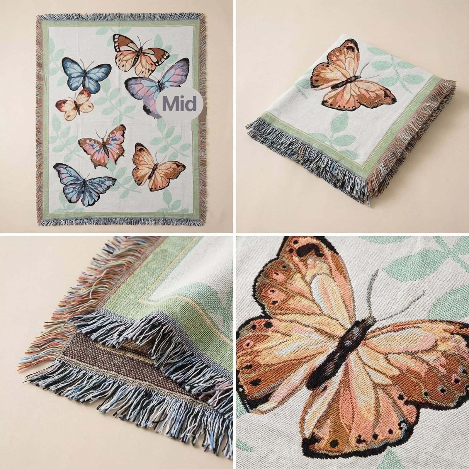Plaid en coton avec franges pour canapé et lit, 130x160 cm