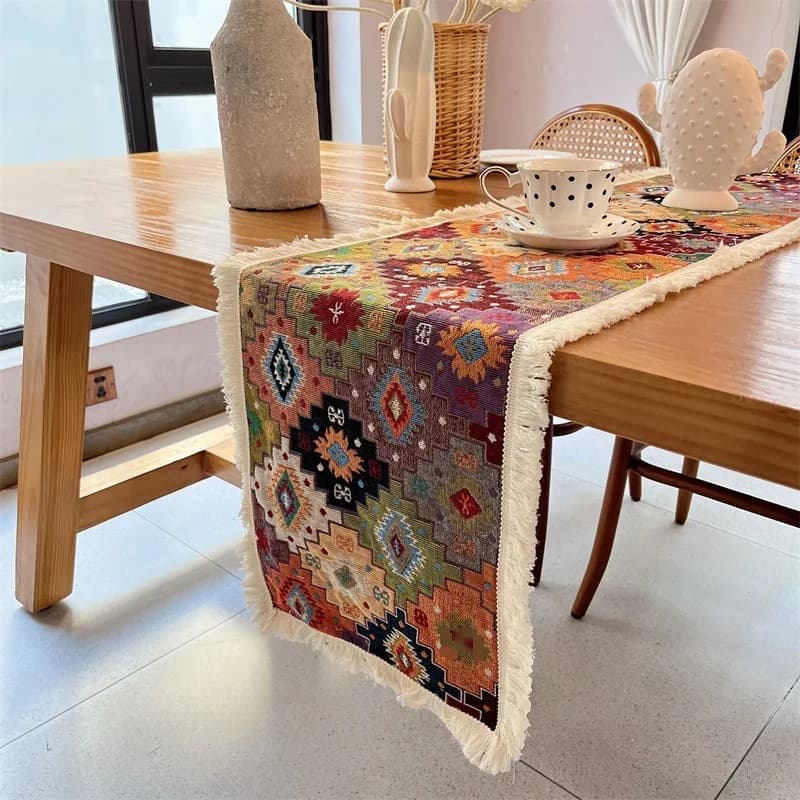 Chemin de table bohème en mélange de coton