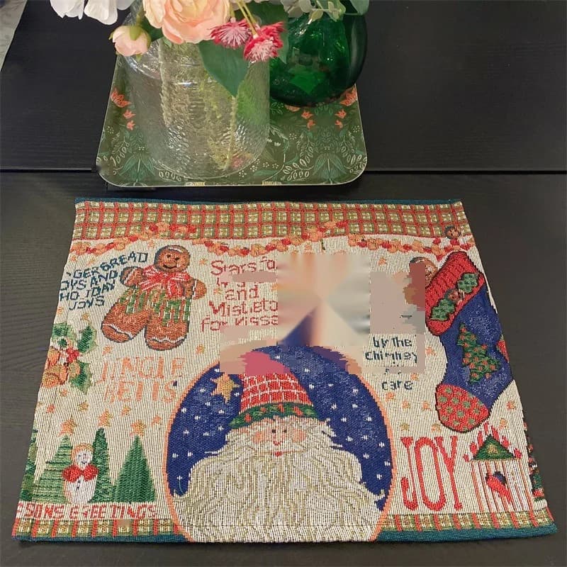 Chemin de Table de Noël Décoration Fêtes Tissu Mélange Coton