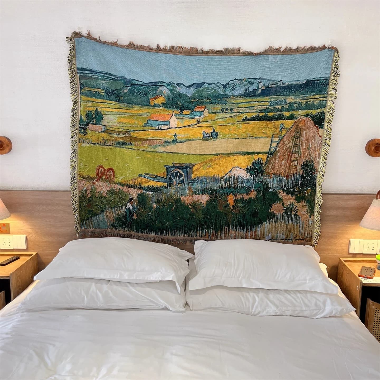 Plaid tissé style Van Gogh pour canapé lit déco murale 130x160cm