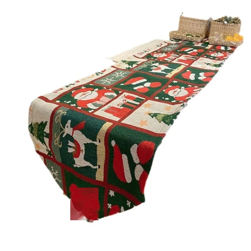 Chemin de table Noël mélange coton décoration festive