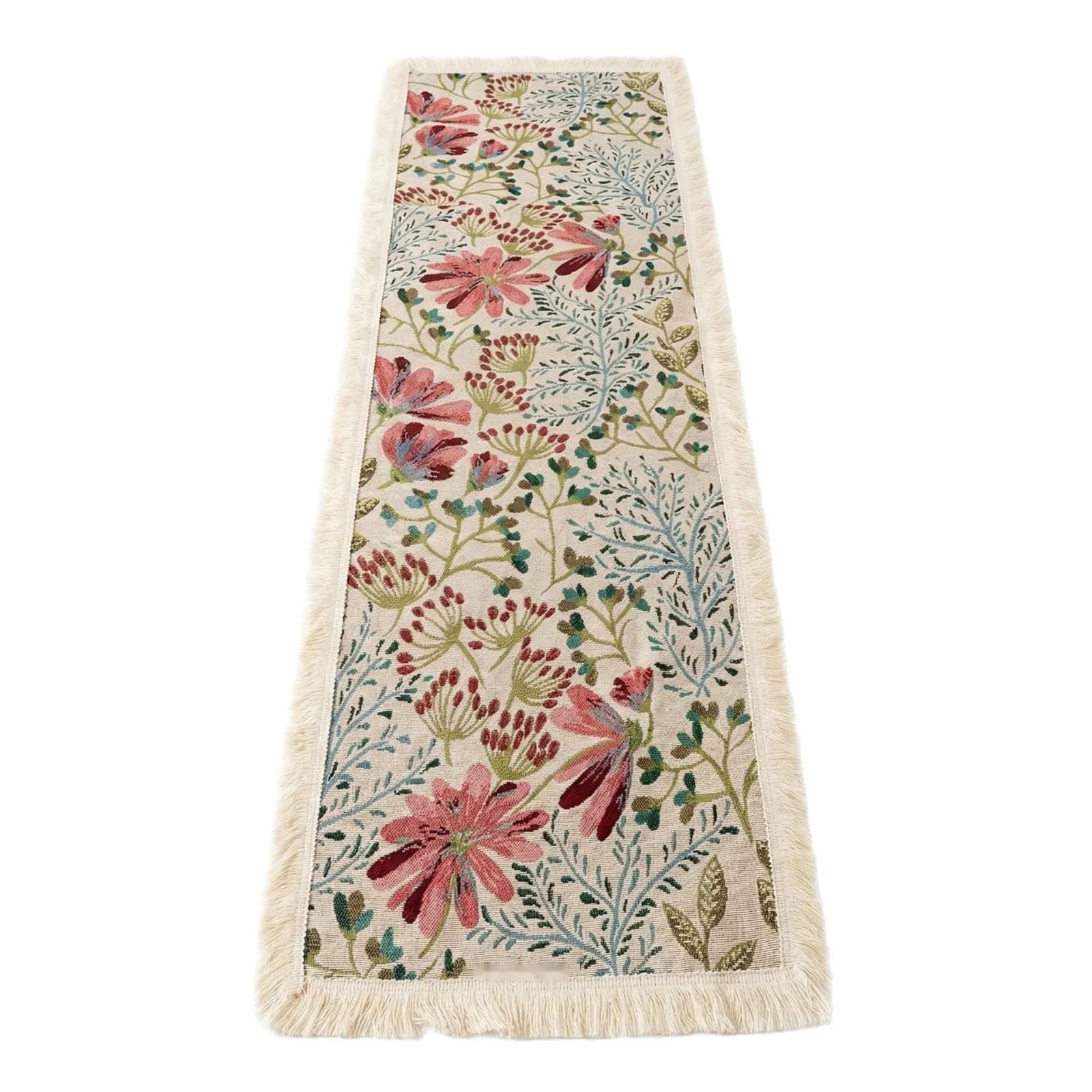 Chemin de table jacquard en mélange coton motif floral pour décoration de salle à manger