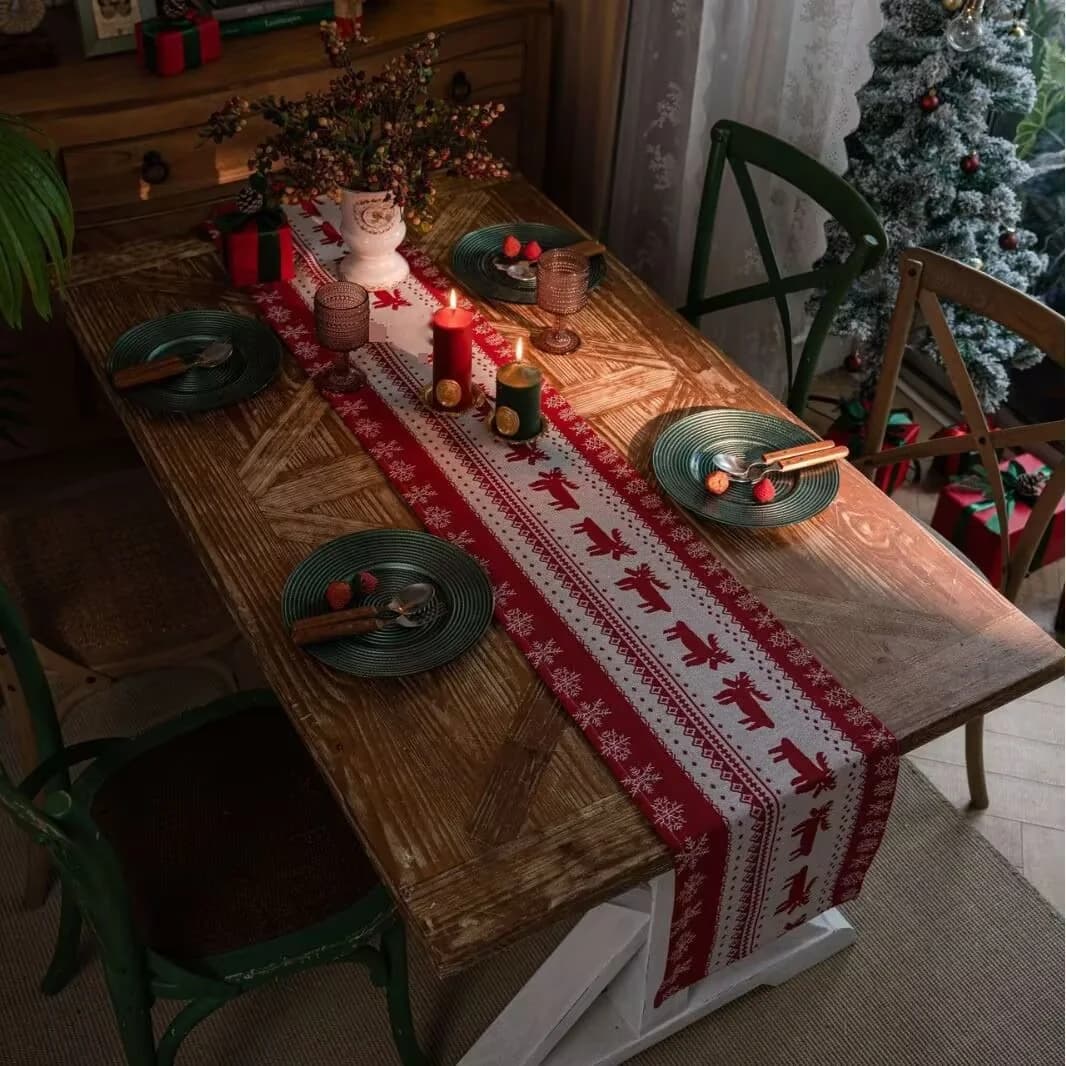 Chemin de table Noël Élan style nordique