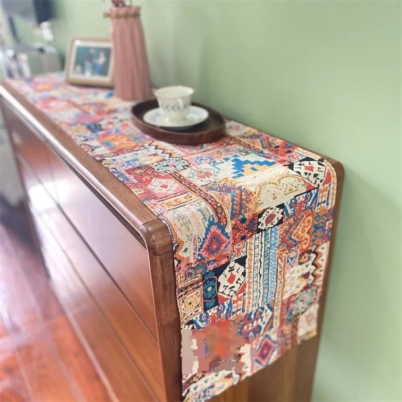 Chemin de table bohème rétro tissu décoratif floral