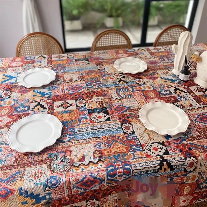 Nappe jacquard bohème rétro motif géométrique housse décorative