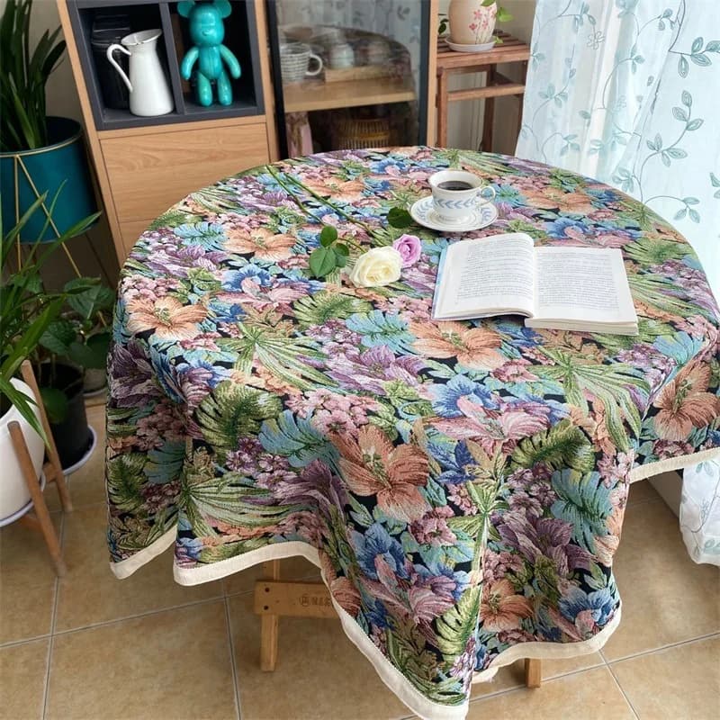 Nappe et Chemin de Table Style Européen Vert à Franges