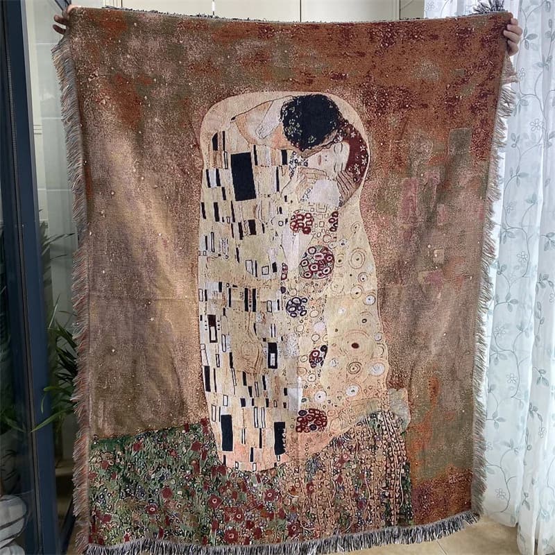 Tapisserie murale et plaid pour canapé style peinture à l'huile vintage
