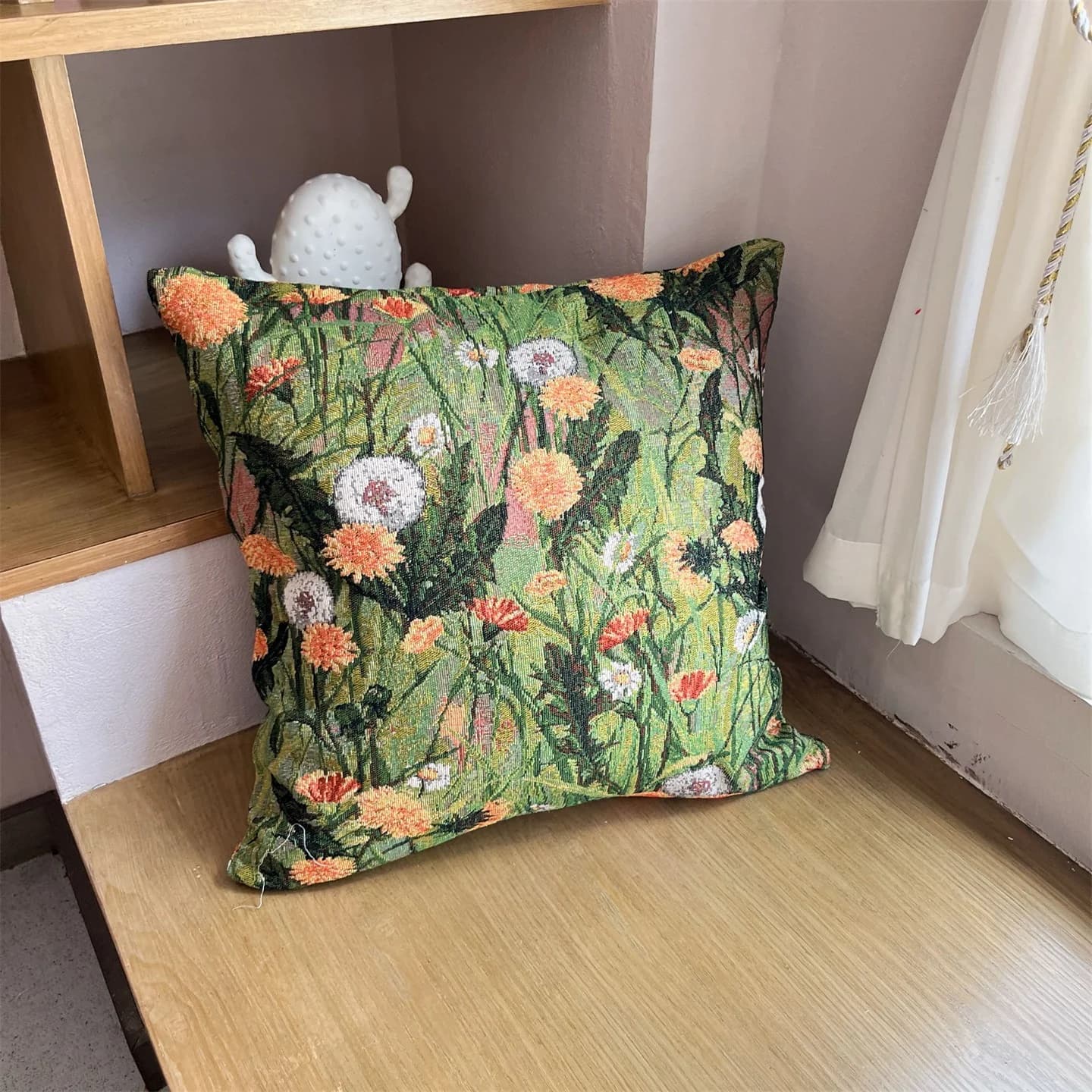 Housse de coussin jacquard style campagne américaine pour canapé