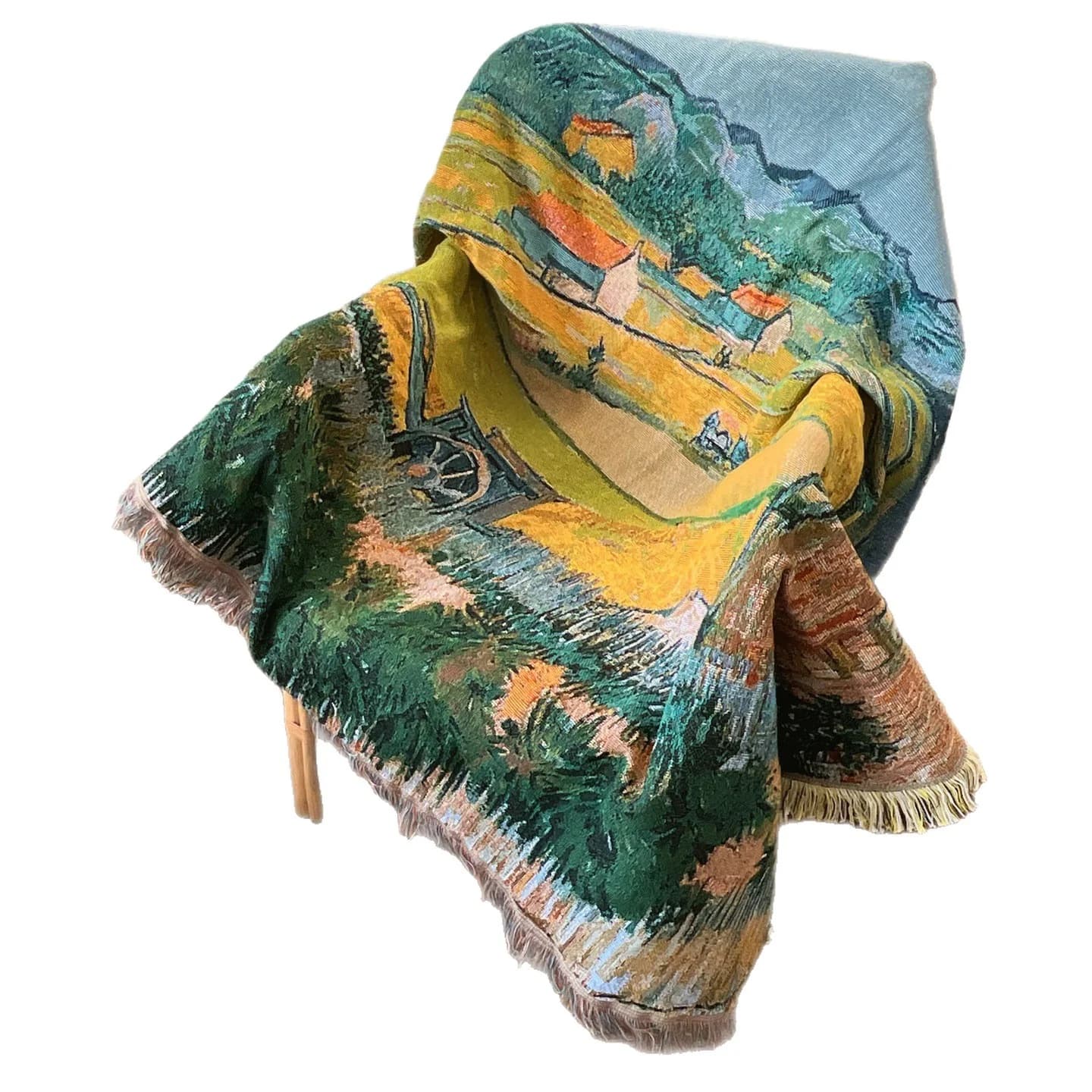Plaid tissé style Van Gogh pour canapé lit déco murale 130x160cm