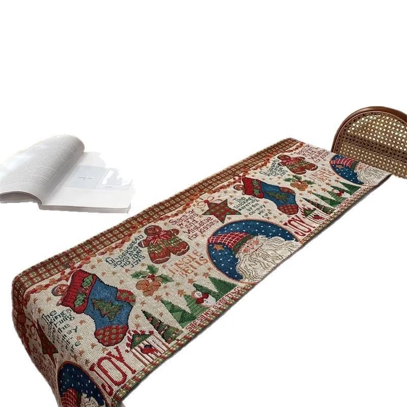 Chemin de Table de Noël Décoration Fêtes Tissu Mélange Coton
