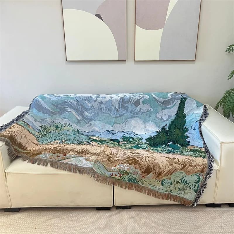 Plaid en tricot imprimé Van Gogh pour canapé
