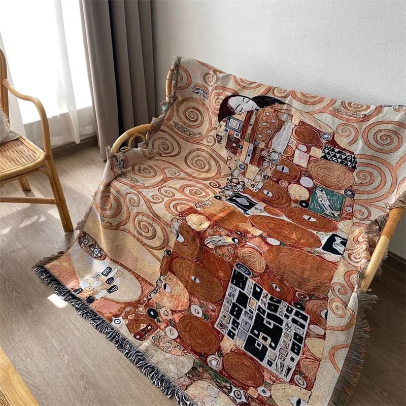 Plaid jetable art vintage housse de canapé tapisserie en mélange de coton