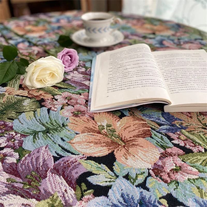 Nappe et Chemin de Table Style Européen Vert à Franges