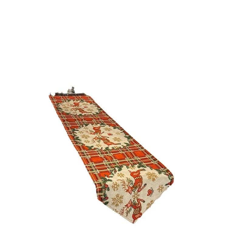Chemin de table jacquard nordique au motif d'élan, décoration festive