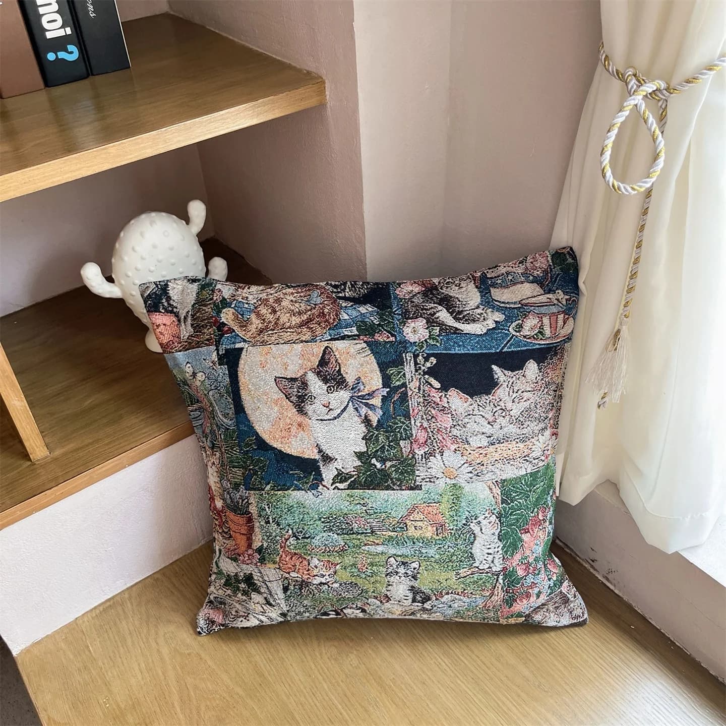 Housse de coussin jacquard style campagne américaine pour canapé