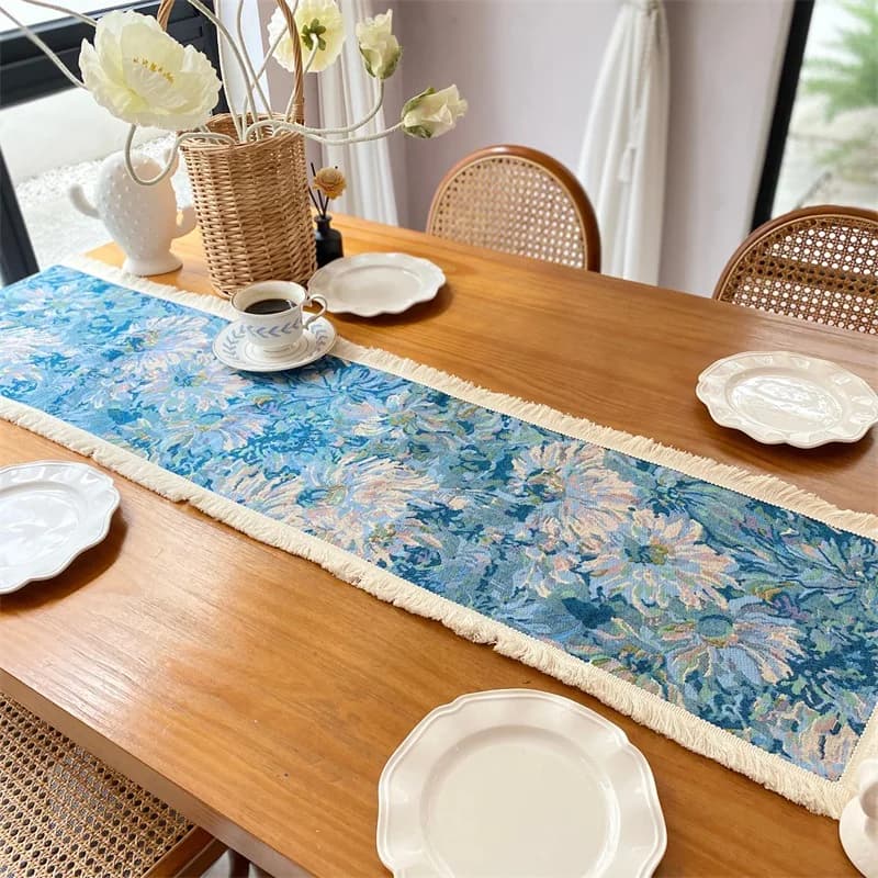 Chemin de table jacquard floral style campagnard américain
