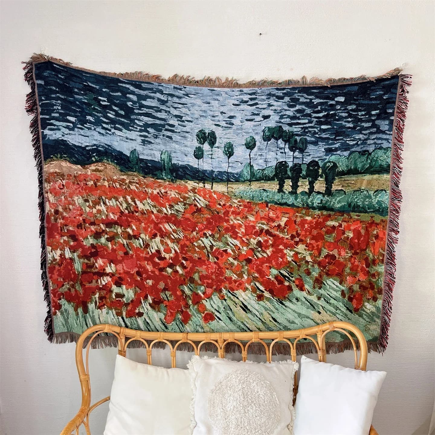 Tapisserie jeté de lit art Van Gogh décoration murale en coton mélangé