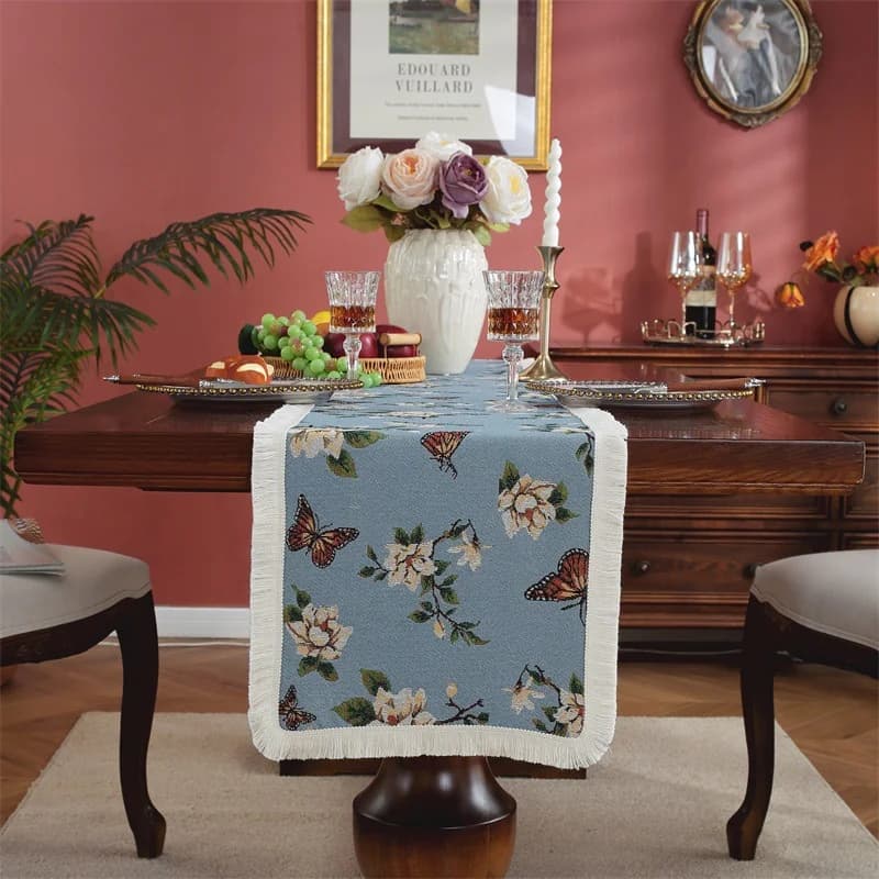 Chemin de Table Style Nordique Imprimé Floral Décoration Intérieure