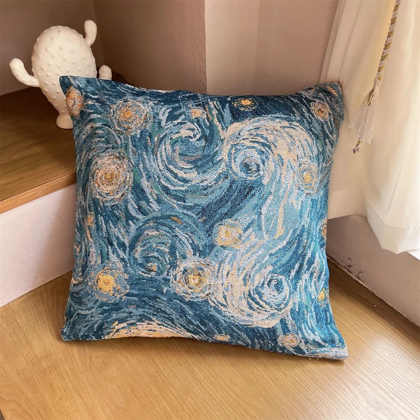 Housse de coussin jacquard style campagne américaine pour canapé